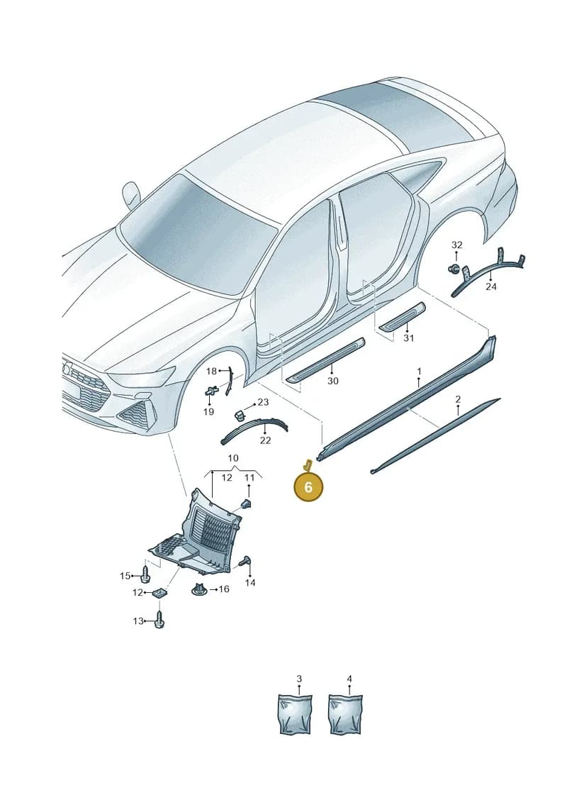 4K8853387 — Audi RS7 Sportback (2019-2025) diagram 538853000, position 6