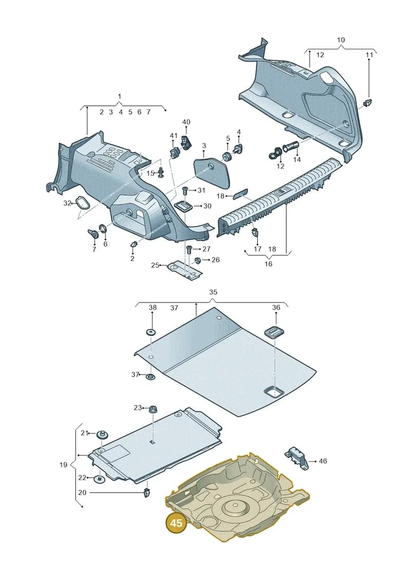 4K8863697C — Audi A6 (2018-2025) diagram 430863800, position 45