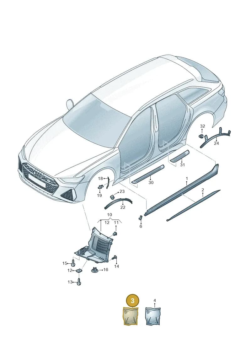 4K8898909B — Audi RS6 Avant (2019-2025) diagram 537853000, position 3
