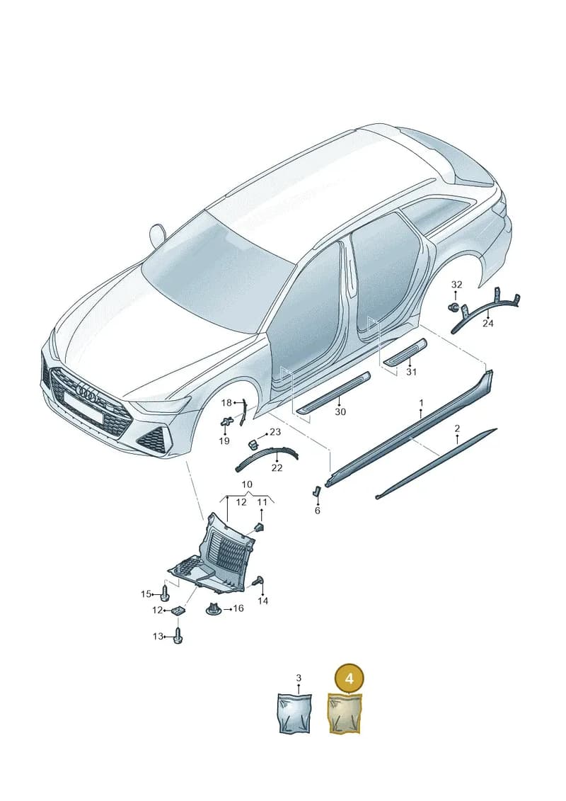4K8898909C — Audi RS6 Avant (2019-2025) diagram 537853000, position 4