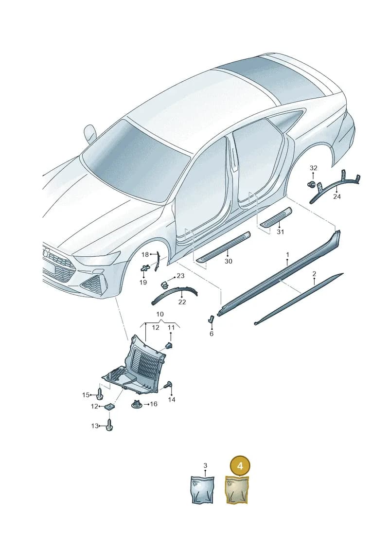 4K8898909D — Audi RS7 Sportback (2019-2025) diagram 538853000, position 4