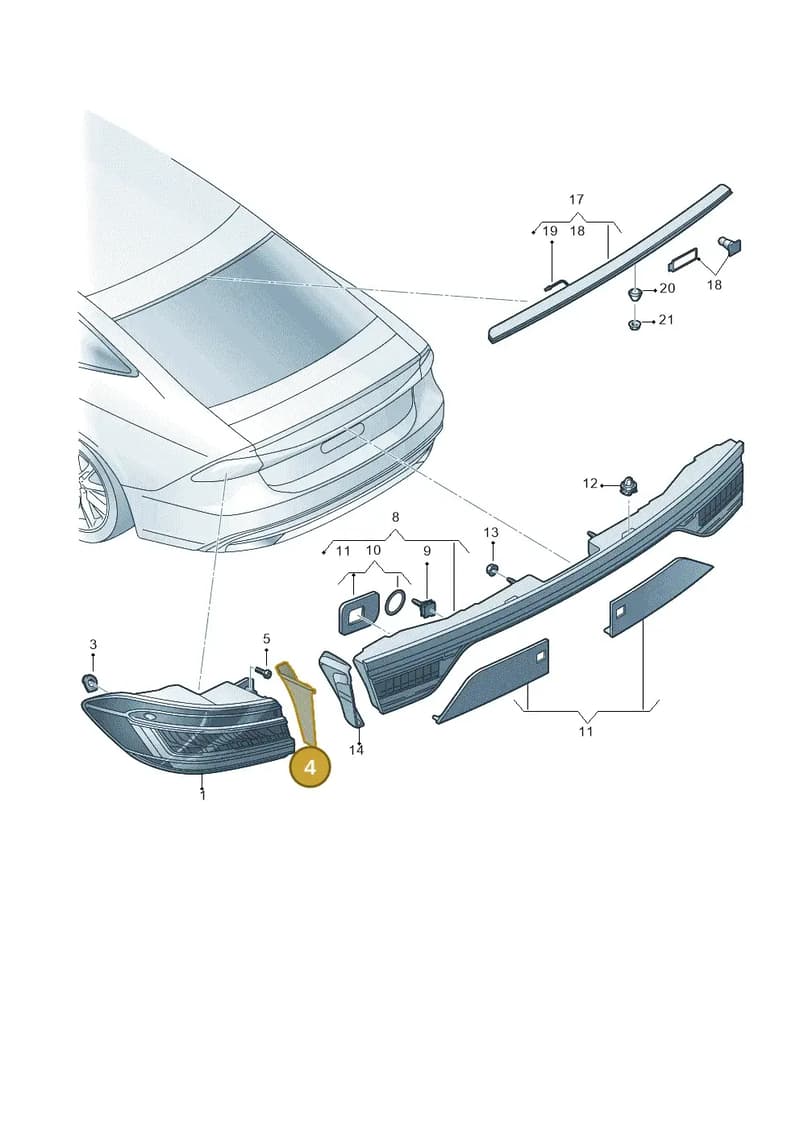 4K8945253 — Audi A7 Sportback (2018-2025) diagram 435945000, position 4