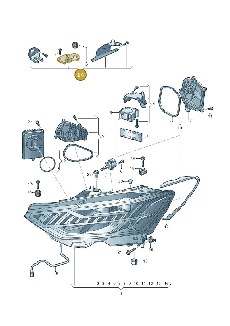 4K8998121 — Audi A7 Sportback (2018-2025) diagram 435941050, position 14