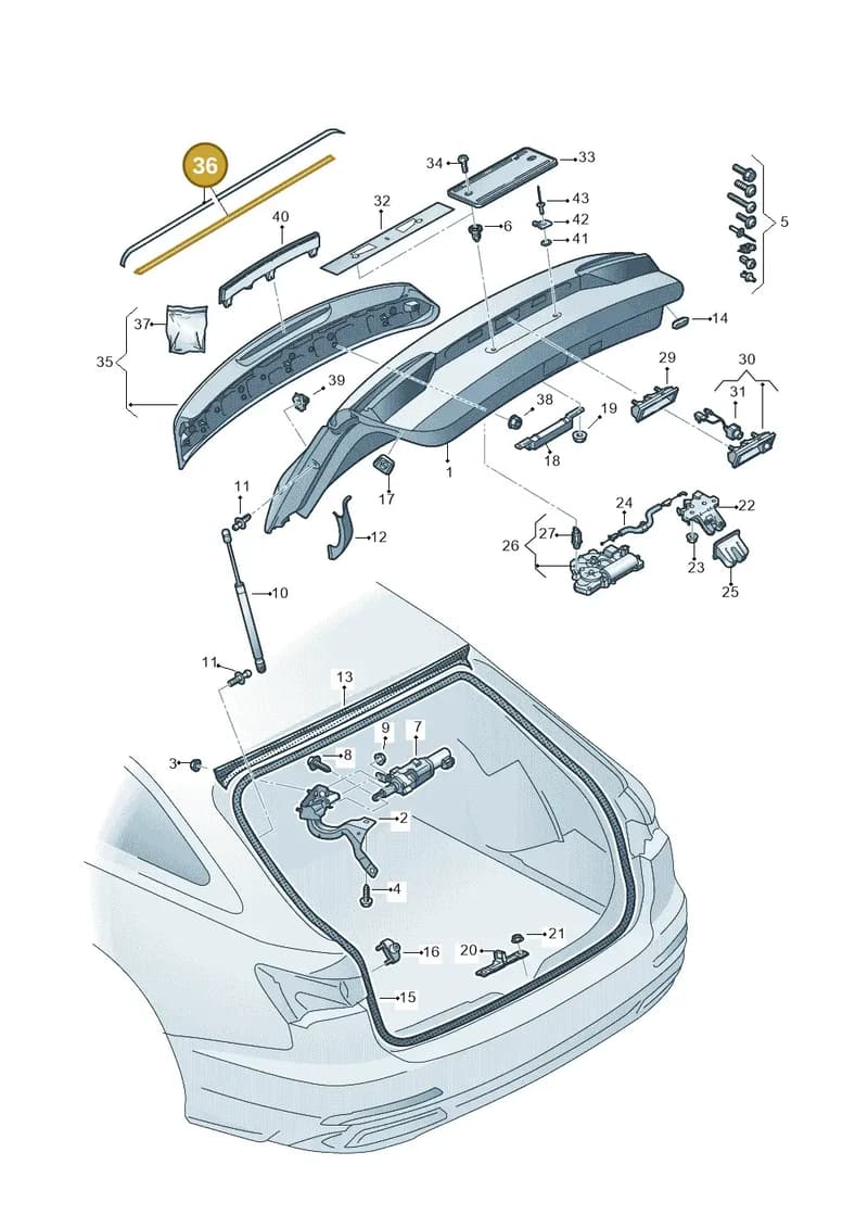 4K9898940A — Audi A6 (2018-2025) diagram 430827010, position 36