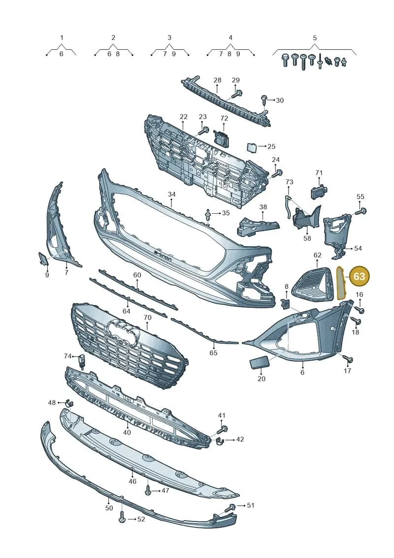 4KE807824A3Q0 — Audi Q8 e-tron (2018-2025) diagram 586807250, position 63