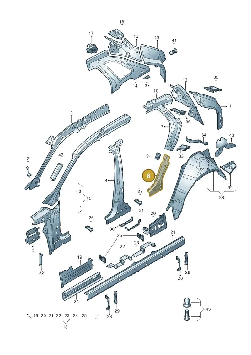 4KE809263 — Audi Q8 e-tron (2018-2025) diagram 586809000, position 8