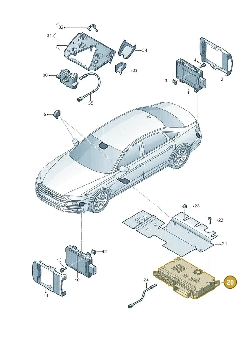 4KE907107A — Audi A8 (2017-2025) diagram 838907350, position 20