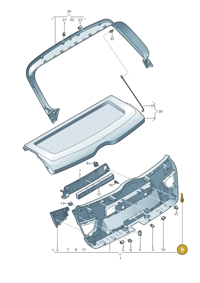 4L0867468B9B9 — Audi A1 sportback 1.0 (2018-) diagram 592867900, position 9