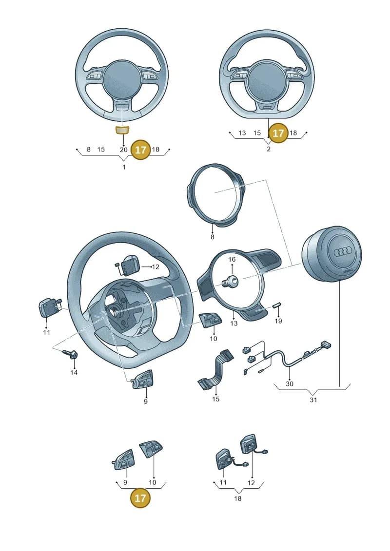 4L0951523DXHA — Audi RS4 Av. qu. 4.2 (2012-2015) diagram 695419100, position 17