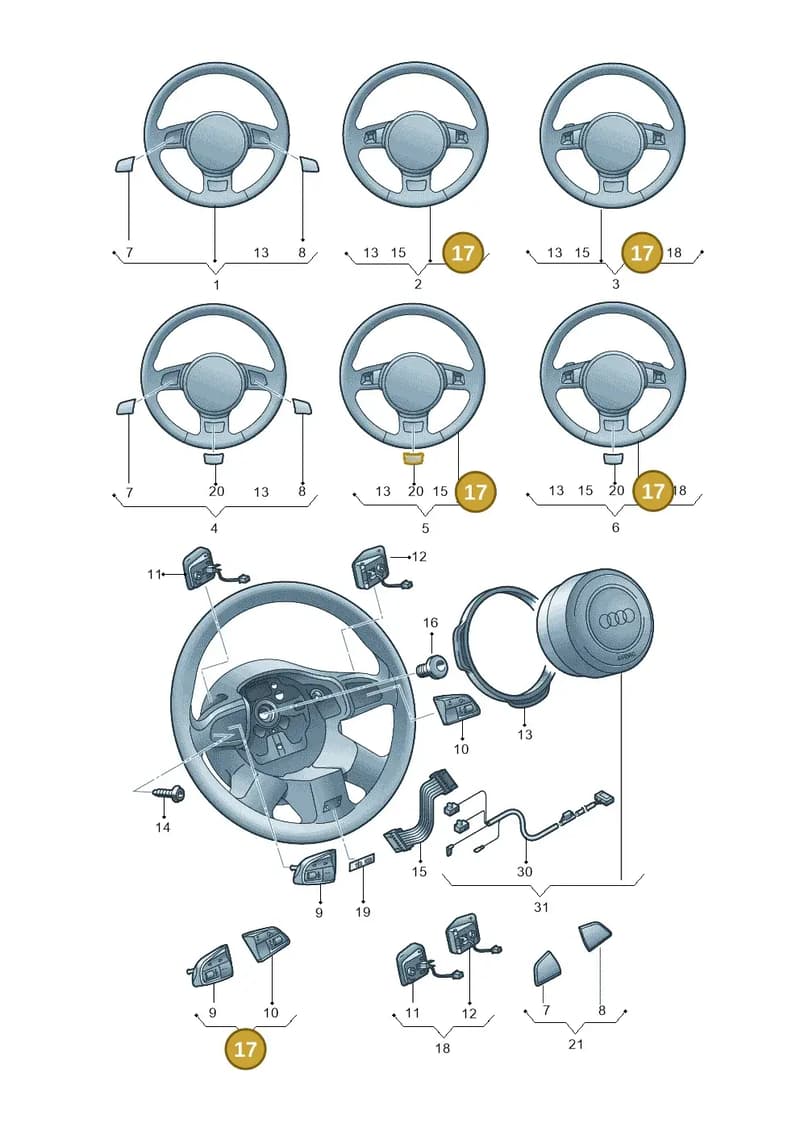 4L0951523DXHA — Audi Q5 qu. 2.0 TDI (2012-2017) diagram 728419000, position 17