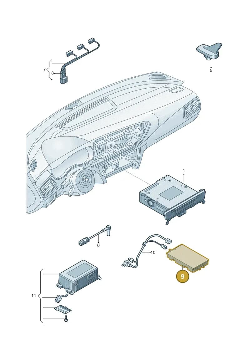 4M0035502A — Audi A6 1.8 (2015-2019) diagram 887035050, position 9