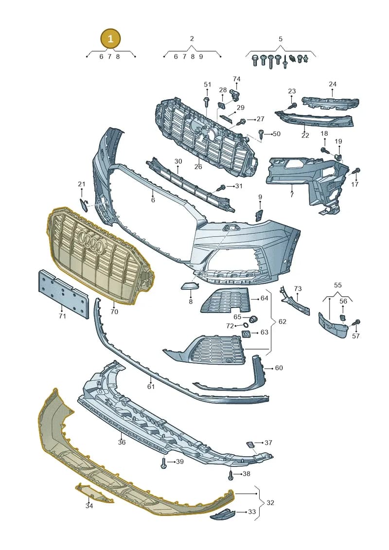 4M0807065AAGRU — Audi Q7 (2015-2025) diagram 859807022, position 1