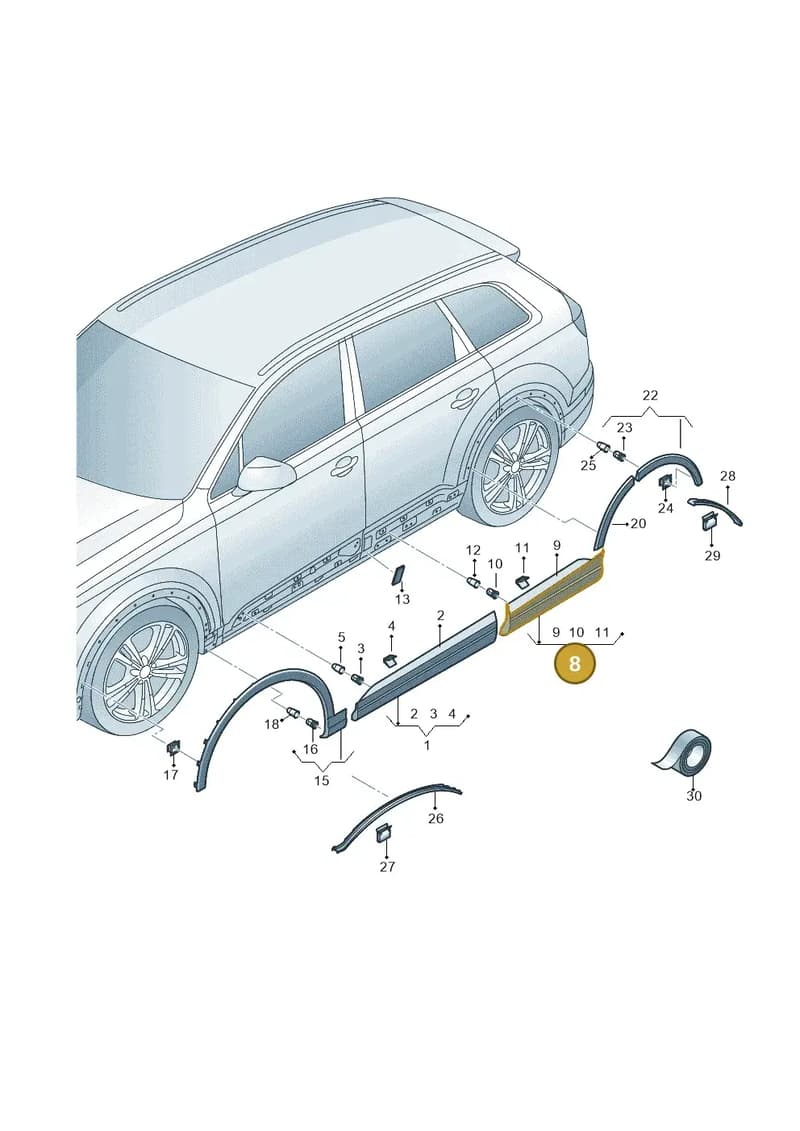 4M0853970PGRU — Audi Q7 (2015-2025) diagram 859853100, position 8