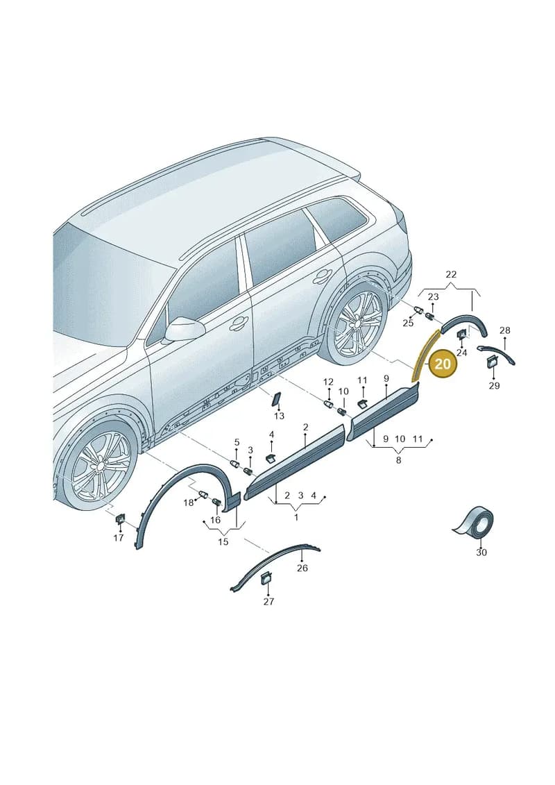 4M0854820EGRU — Audi Q7 (2015-2025) diagram 859853100, position 20
