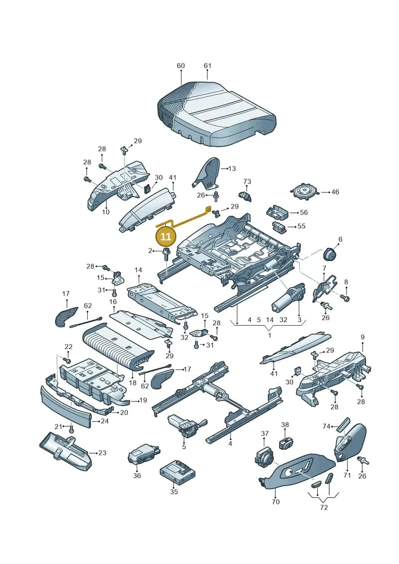 4M0881482A — Audi A8 (2017-2025) diagram 838881100, position 11