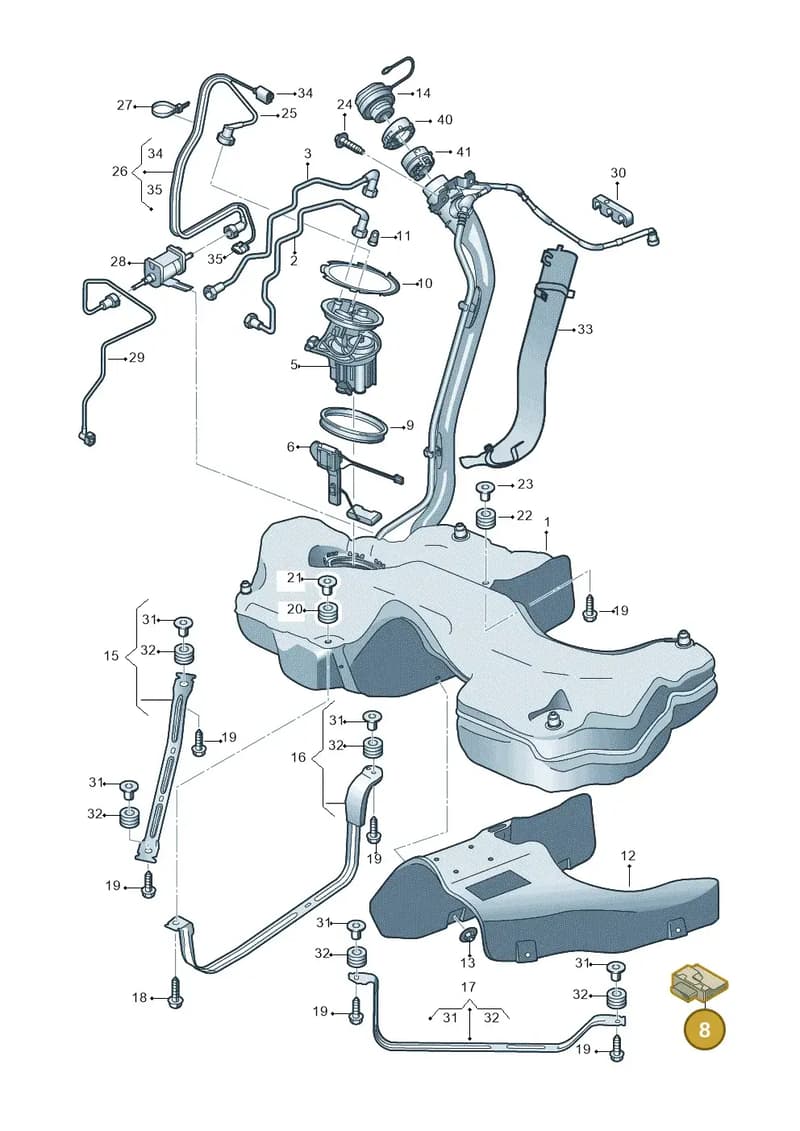 4M0906121B — Audi A5 Sportback (2016-2025) diagram 897201150, position 8