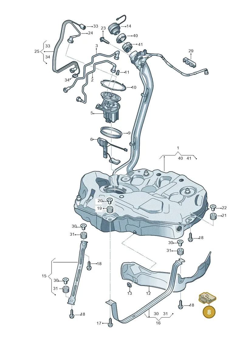 4M0906121B — Audi A5 Sportback (2016-2025) diagram 897201050, position 8
