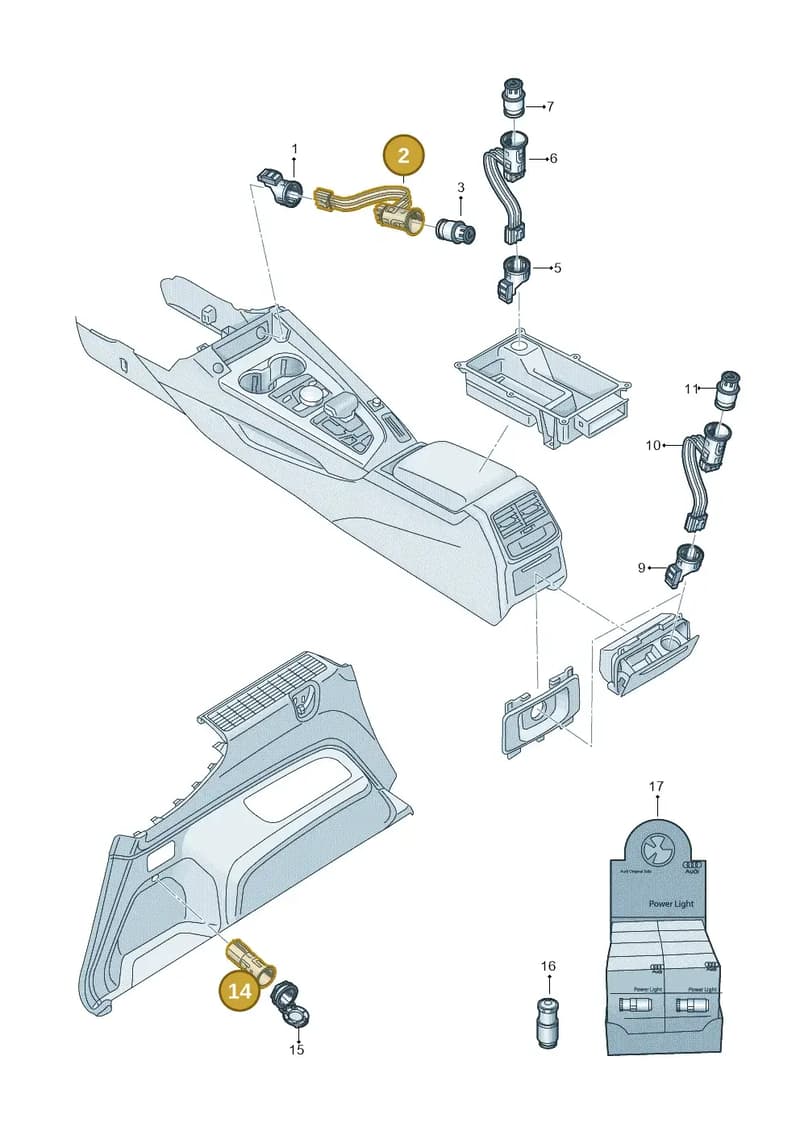 4M0919309 — Audi RS4 Avant (2017-2025) diagram 849919900, position 2+14