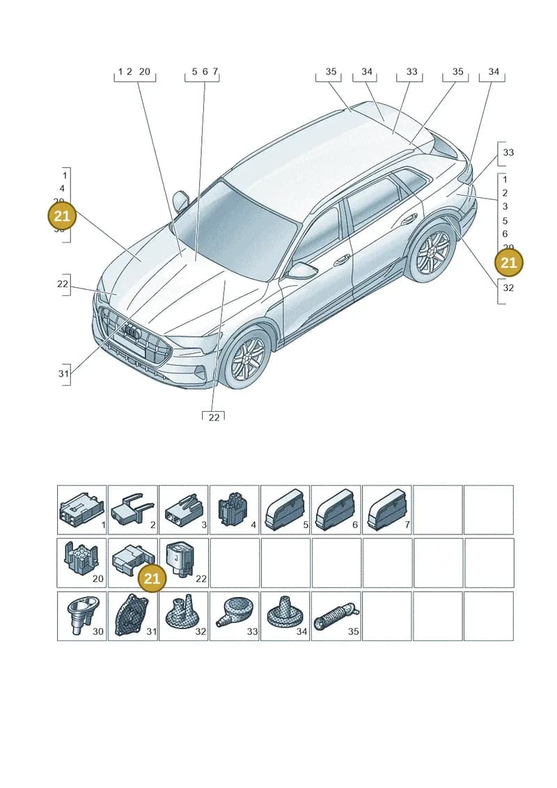 4M0937527 — Audi Q8 e-tron (2018-2025) diagram 586971810, position 21