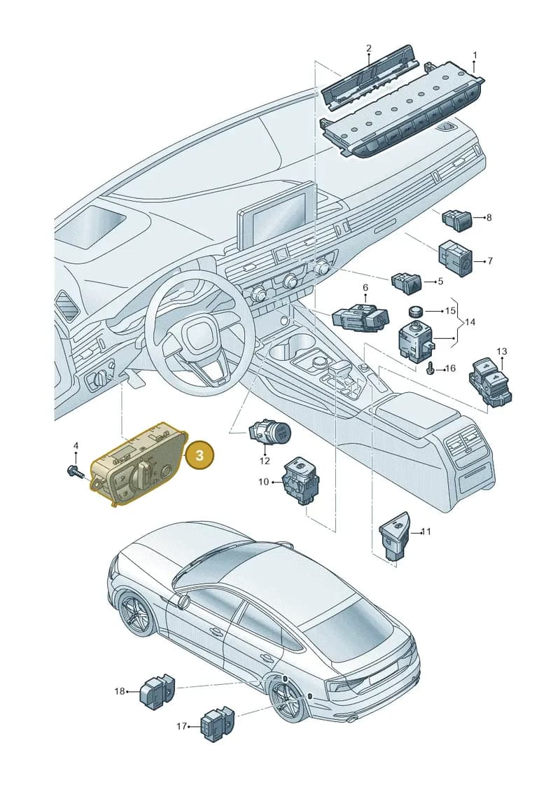 4M0941531AT5PR — Audi A5 Cabriolet (2016-2025) diagram 848941500, position 3