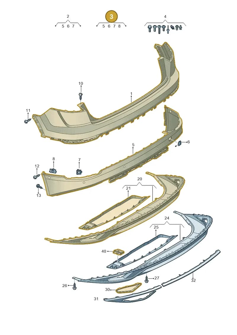 4M8807067CGRU — Audi Q8 (2018-2025) diagram 429807060, position 3