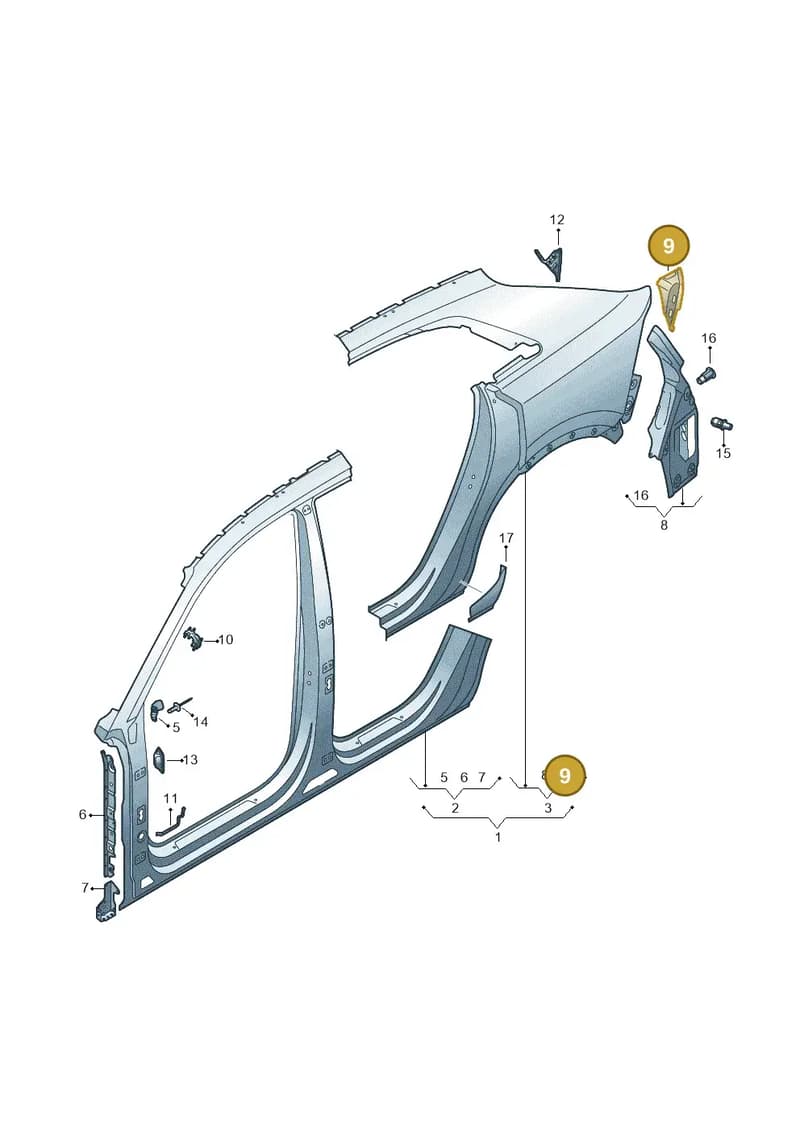 4M8813327A — Audi RS Q8 (2019-2025) diagram 429809500, position 9