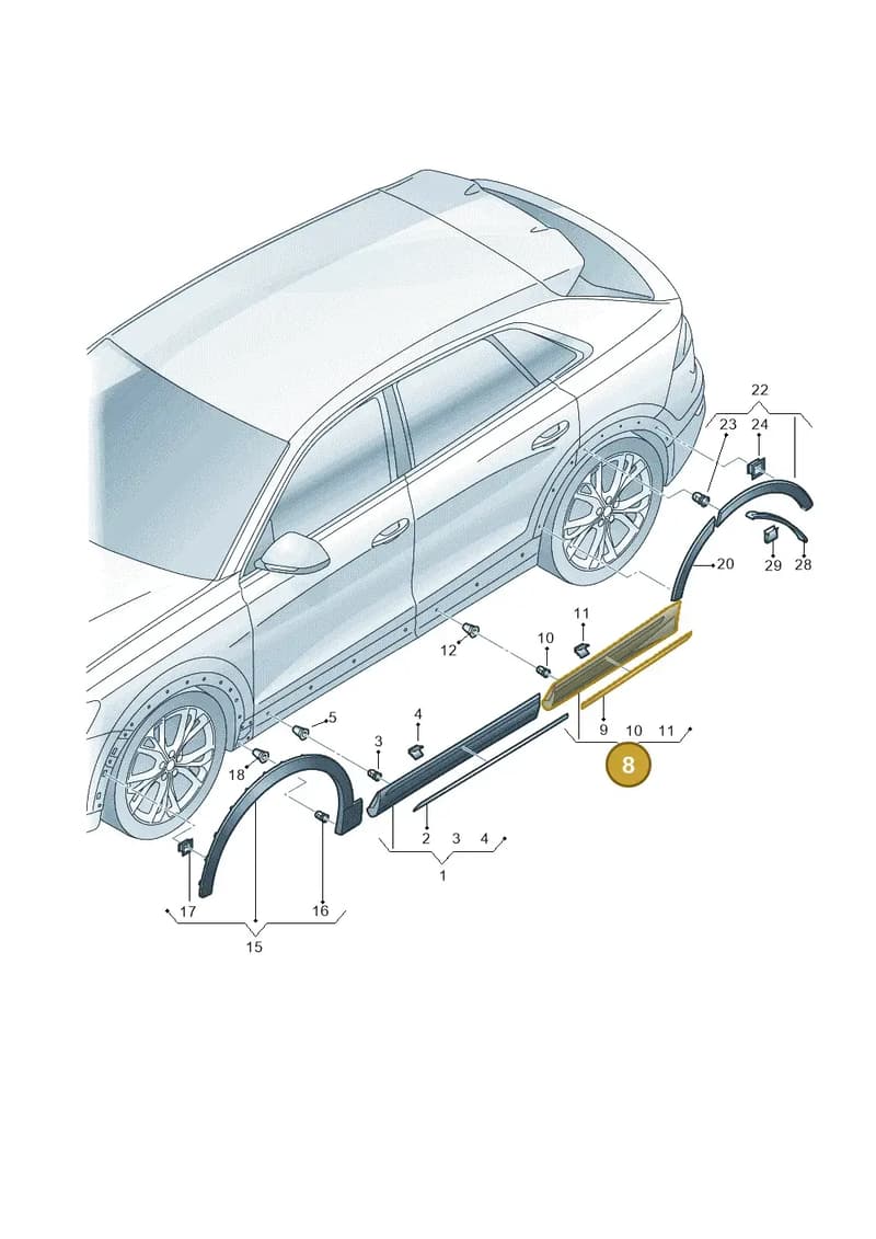 4M8853969AGRU — Audi Q8 (2018-2025) diagram 429853010, position 8