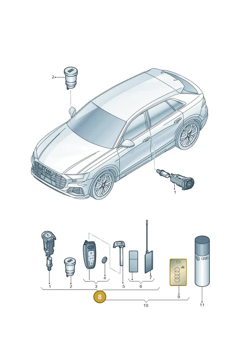 4M8898374BAIF — Audi Q8 (2018-2025) diagram 429837010, position 8