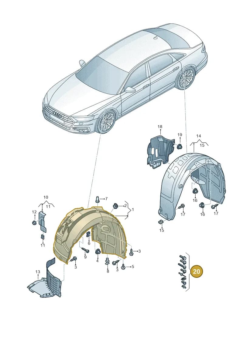 4N0098629 — Audi A8 (2017-2025) diagram 838821500, position 20