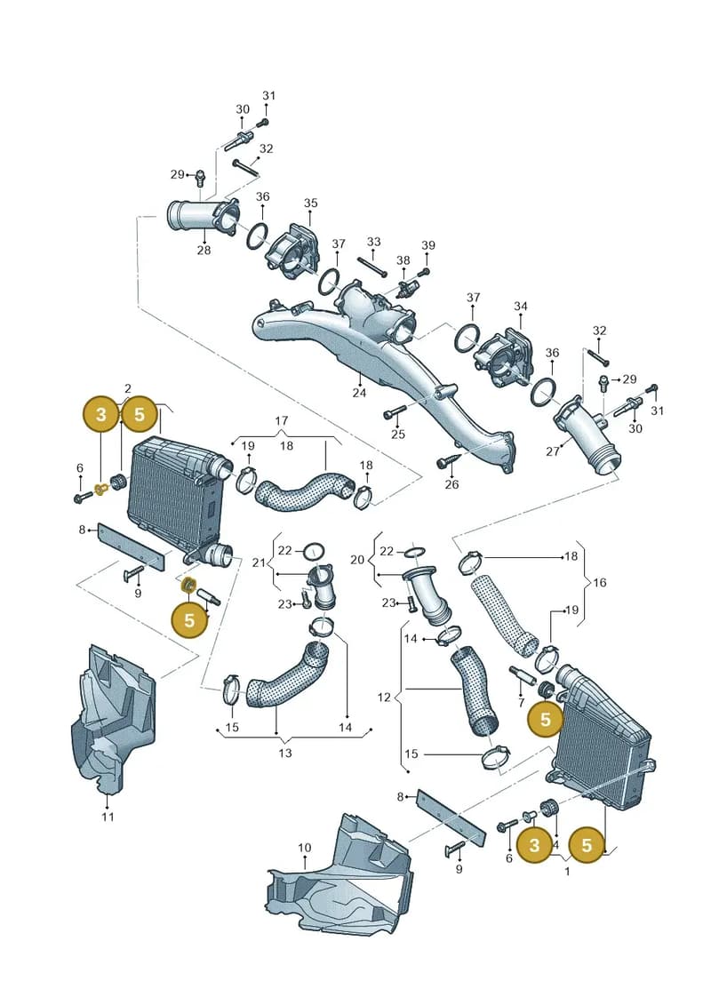 4N0145219 — Audi A8 (2017-2025) diagram 838145080, position 3+5