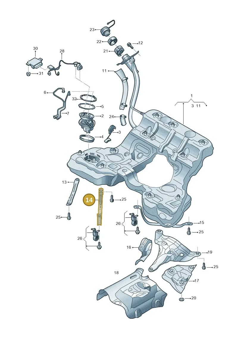 4N0201654B — Audi A8 (2017-2025) diagram 838201110, position 14