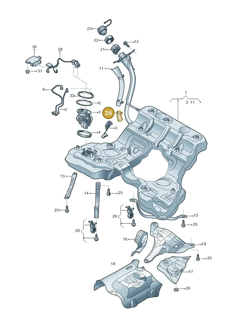 4N0201974 — Audi A8 (2017-2025) diagram 838201110, position 24