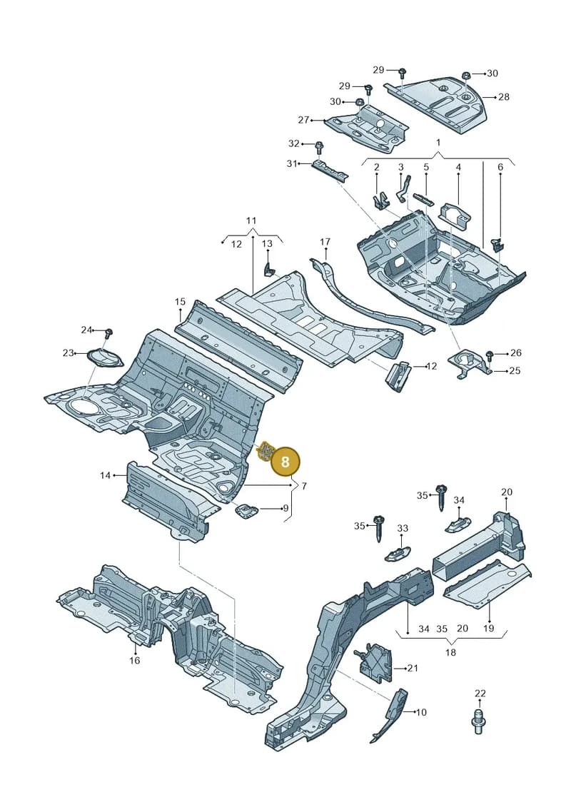 4N0802291B — Audi A8 (2017-2025) diagram 838803250, position 8