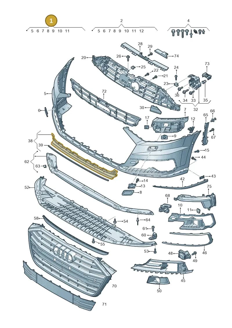 4N0807065HGRU — Audi A8 (2017-2025) diagram 838807015, position 1