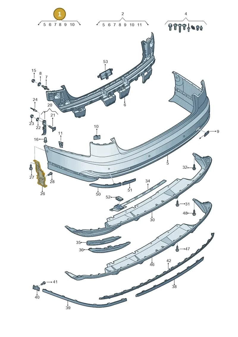 4N0807067BGRU — Audi A8 (2017-2025) diagram 838807080, position 1