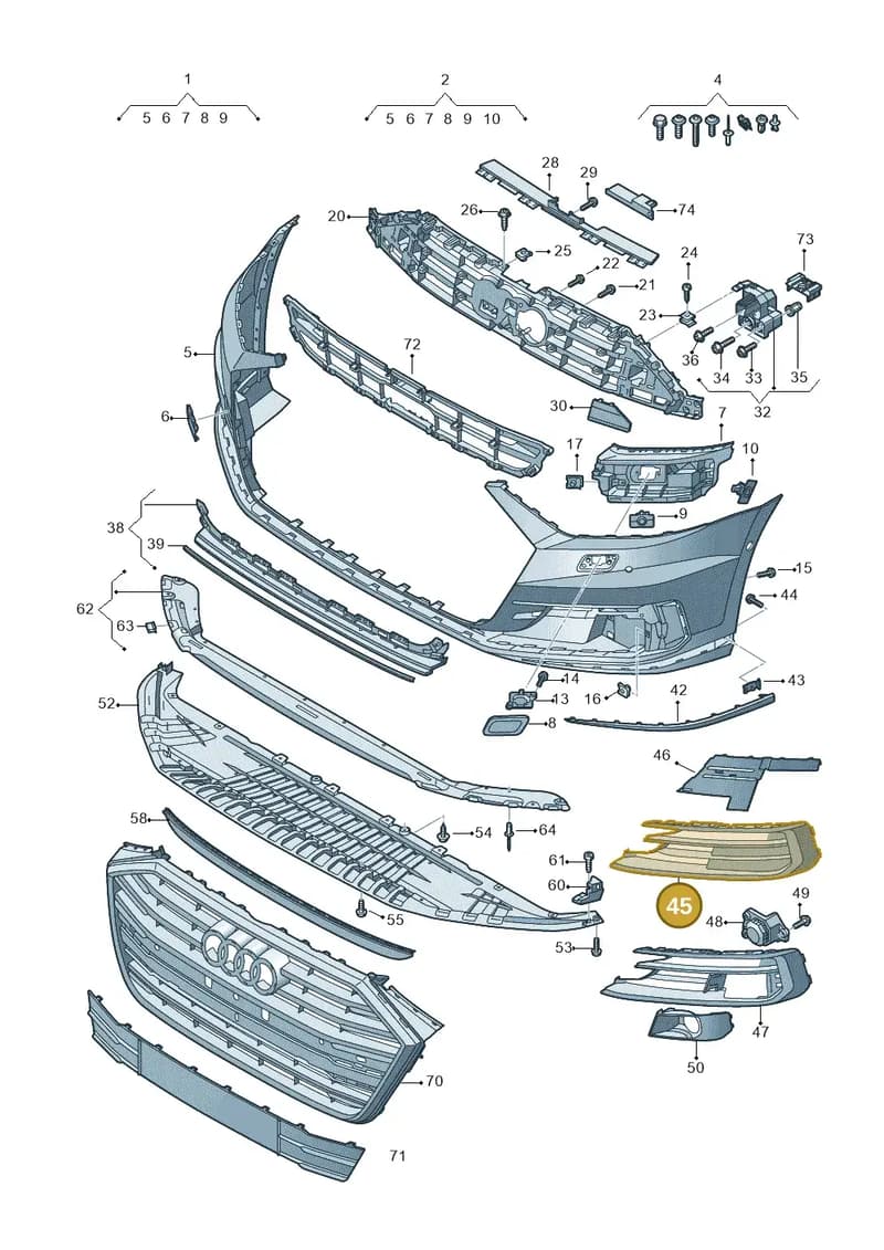4N0807680CGRU — Audi A8 (2017-2025) diagram 838807100, position 45