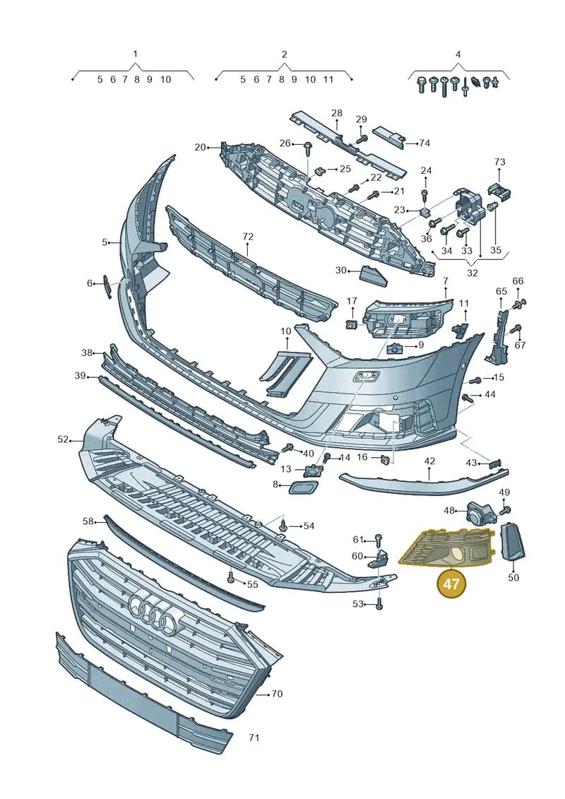 4N0807680L3FZ — Audi A8 (2017-2025) diagram 838807020, position 47