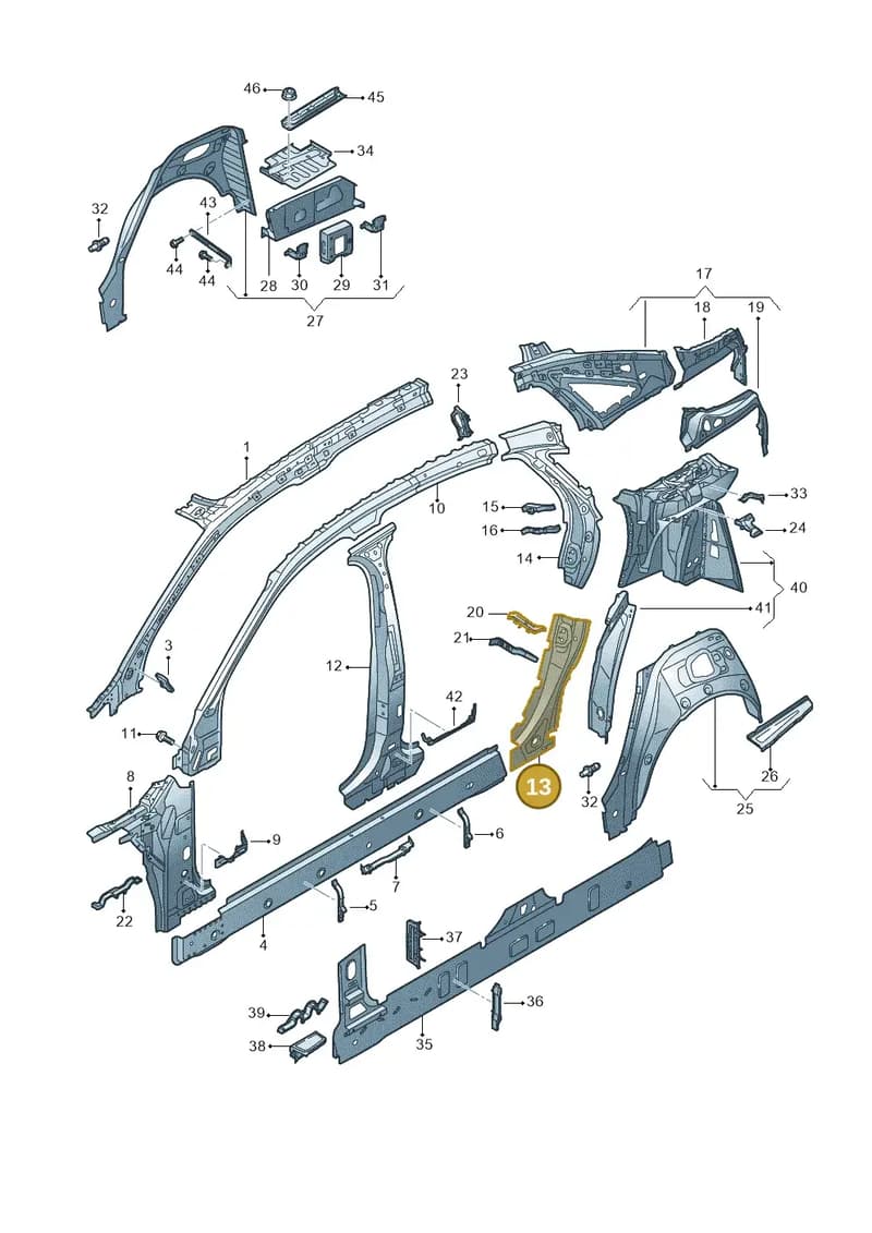 4N0809264D — Audi A8 (2017-2025) diagram 838809000, position 13