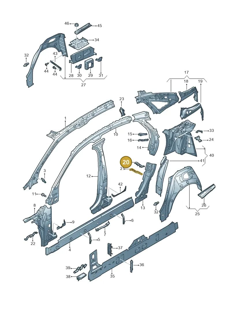 4N0810877C — Audi A8 (2017-2025) diagram 838809000, position 20