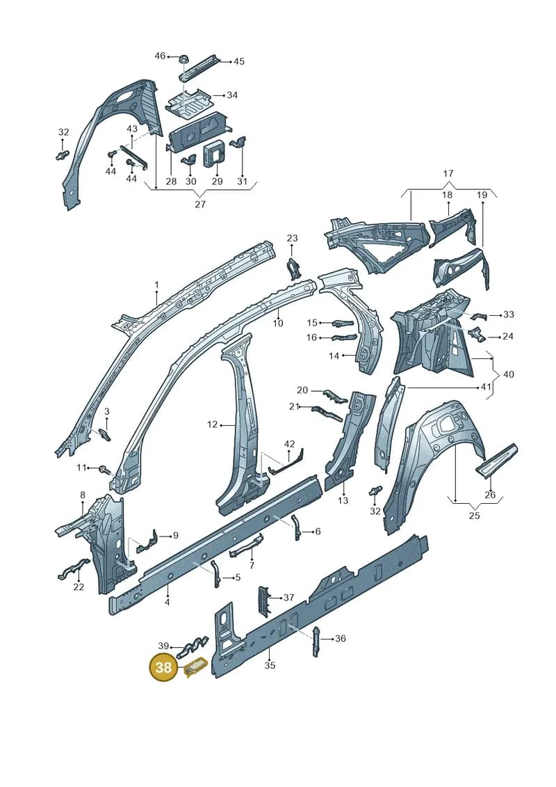 4N0813135D — Audi A8 (2017-2025) diagram 838809100, position 38
