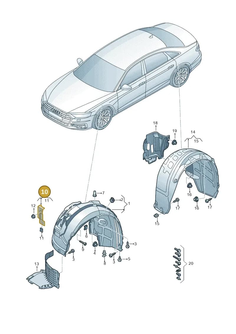 4N0821434C — Audi A8 (2017-2025) diagram 838821500, position 10