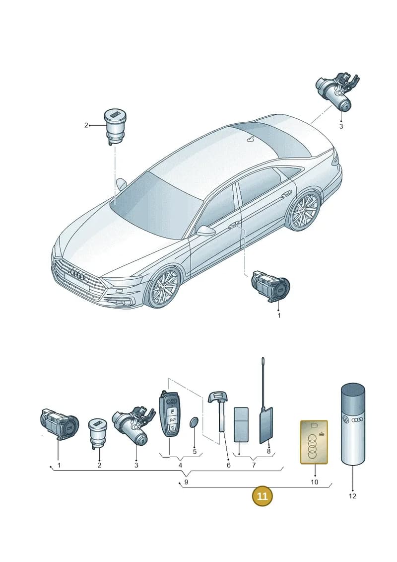 4N0898374GAIF — Audi A8 (2017-2025) diagram 838837100, position 11
