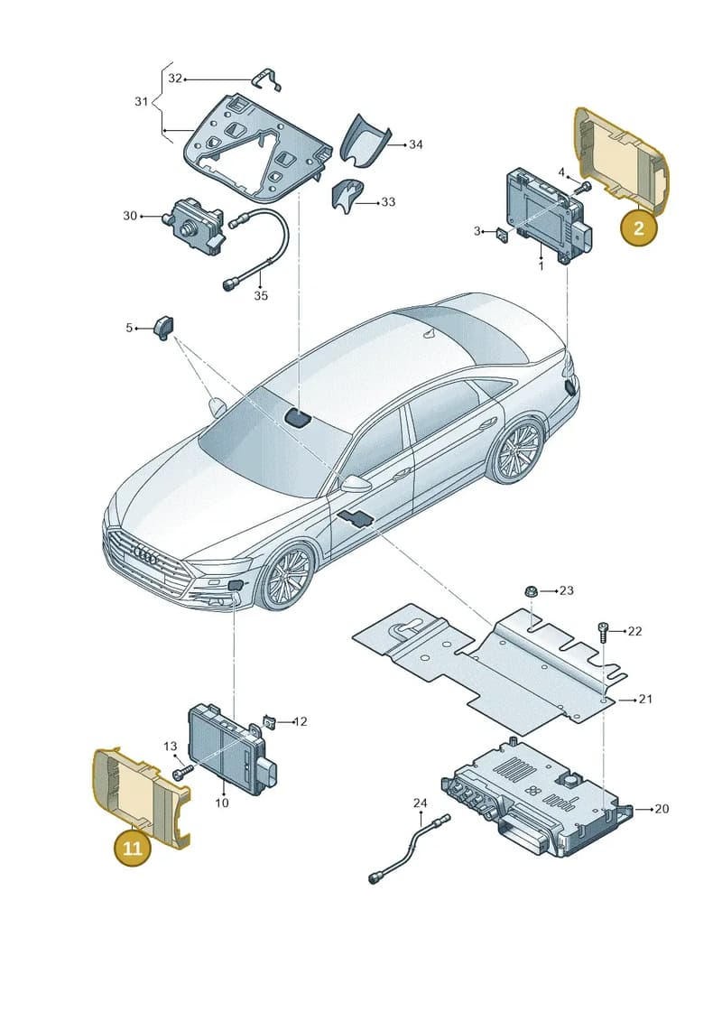 4N0907693 — Audi A8 (2017-2025) diagram 838907350, position 2+11