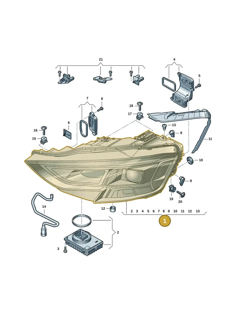 4N0941033C — Audi A8 (2017-2025) diagram 838941000, position 1