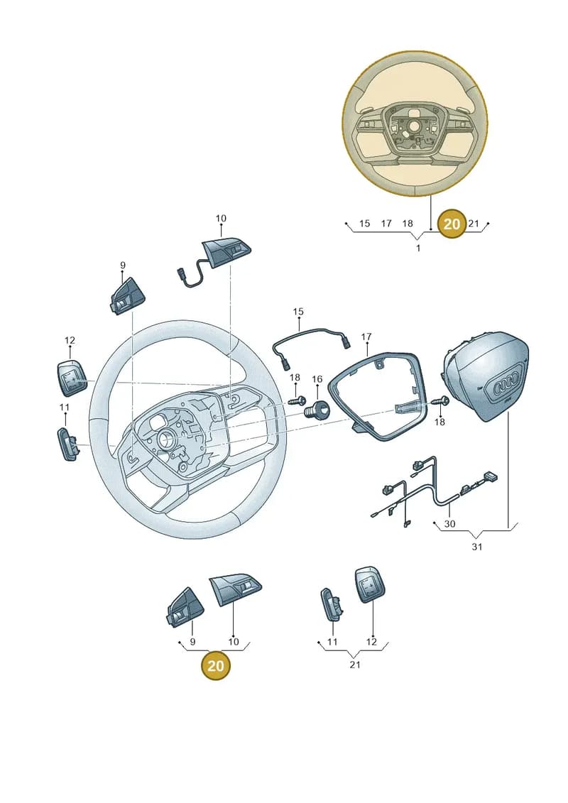 4N0951523KV58 — Audi A8 (2017-2025) diagram 838419100, position 20