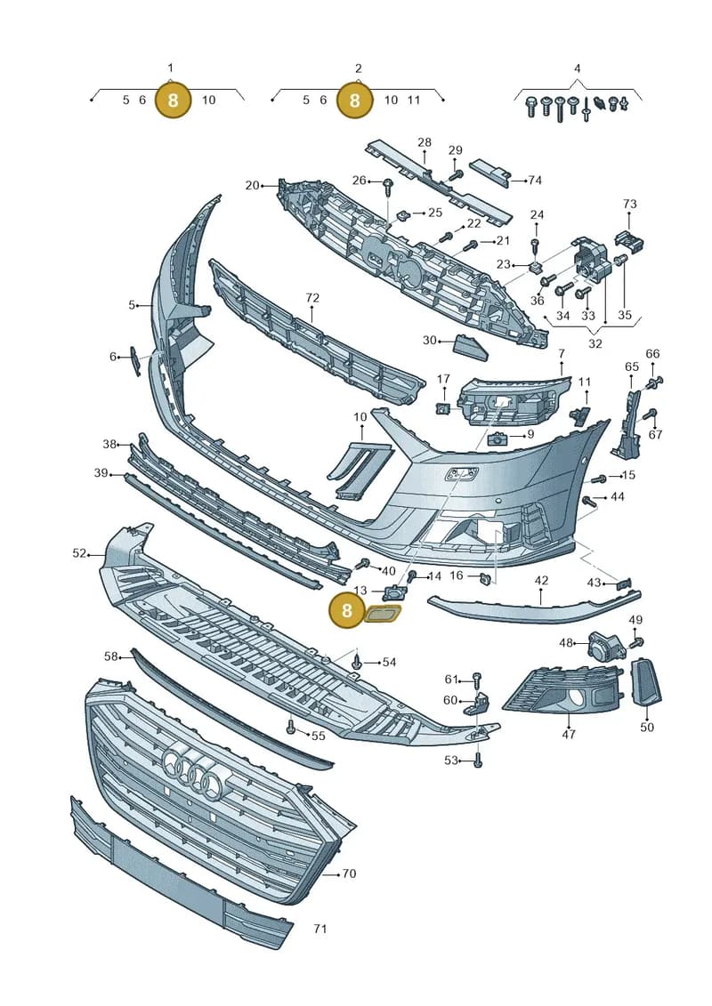 4N0955282CGRU — Audi A8 (2017-2025) diagram 838807020, position 8