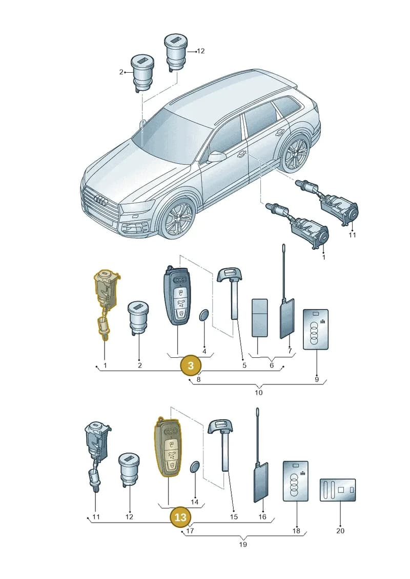 4N0959754ANROH — Audi Q7 (2015-2025) diagram 859837014, position 3+13