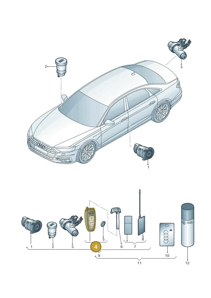 4N0959754ANTKE — Audi A8 (2017-2025) diagram 838837100, position 4