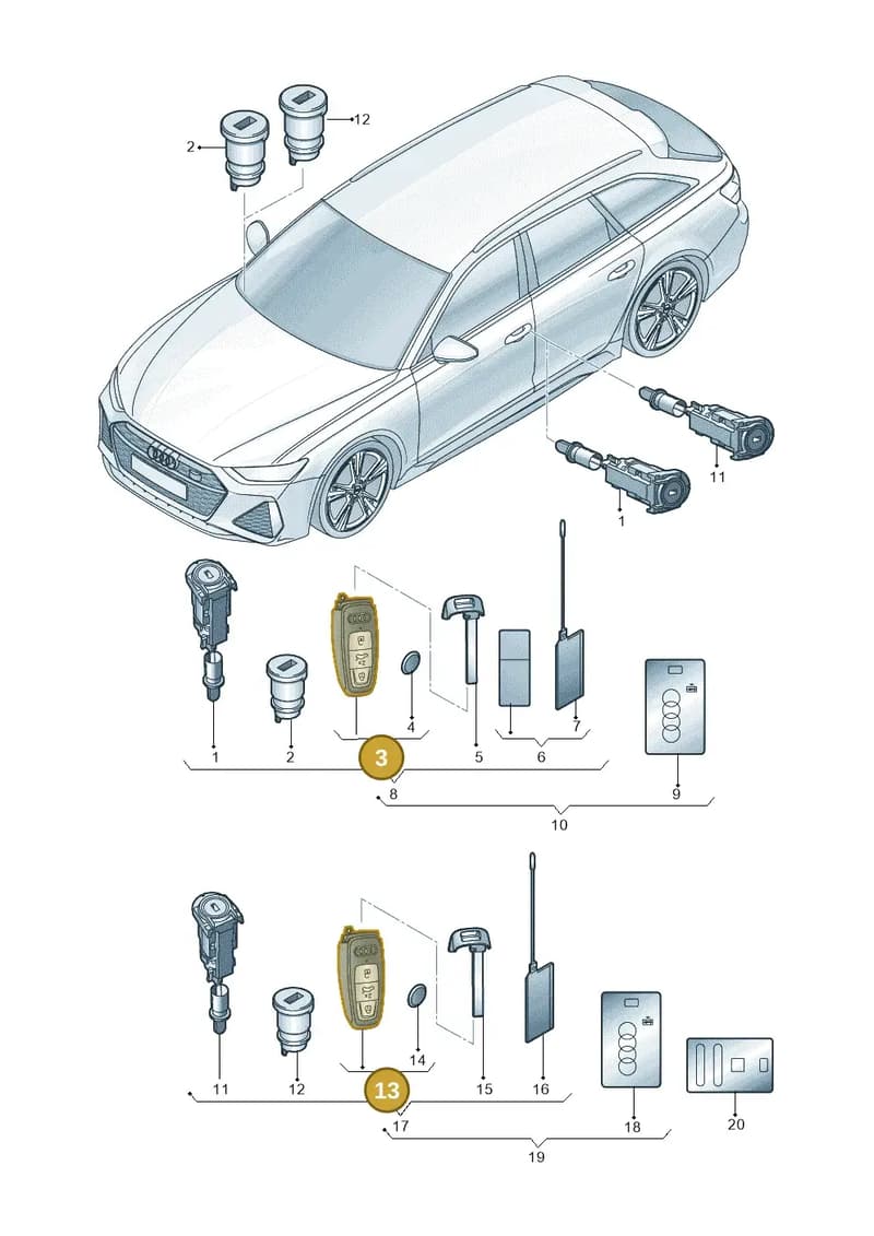 4N0959754BEROH — Audi RS6 Avant (2019-2025) diagram 537837010, position 3+13