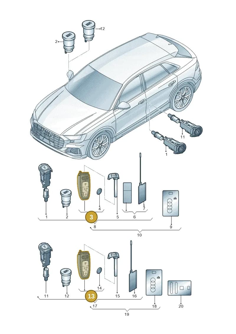 4N0959754BETKE — Audi RS Q8 (2019-2025) diagram 595837010, position 3+13